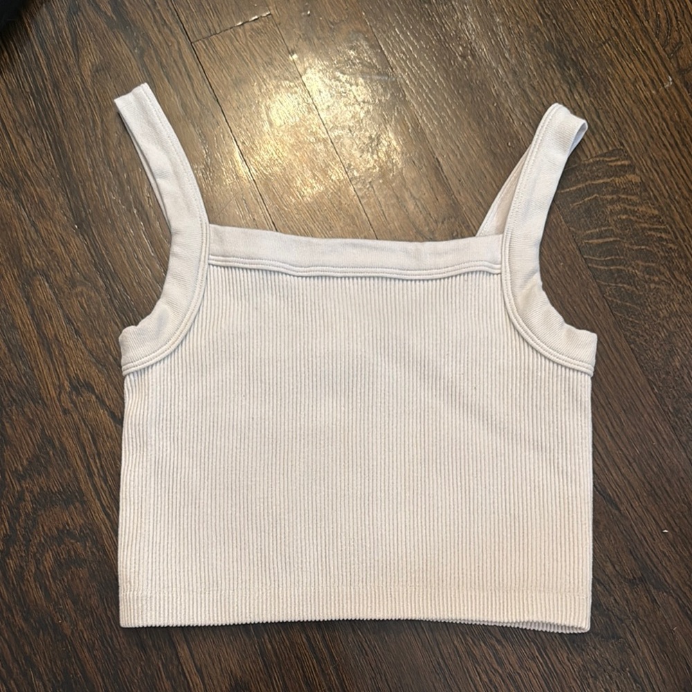 Women's Cream Ribbed‎ Tank Top